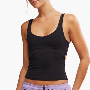 NEW FREE PEOPLE FP Movement Never Better Long Tank {$68} Sporty Cut Out Back Lg